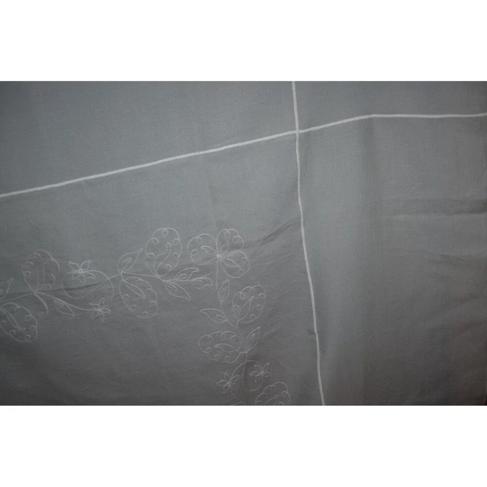 Vintage Tablecloth Gray with Napkins 1950s Touch White Embroidery